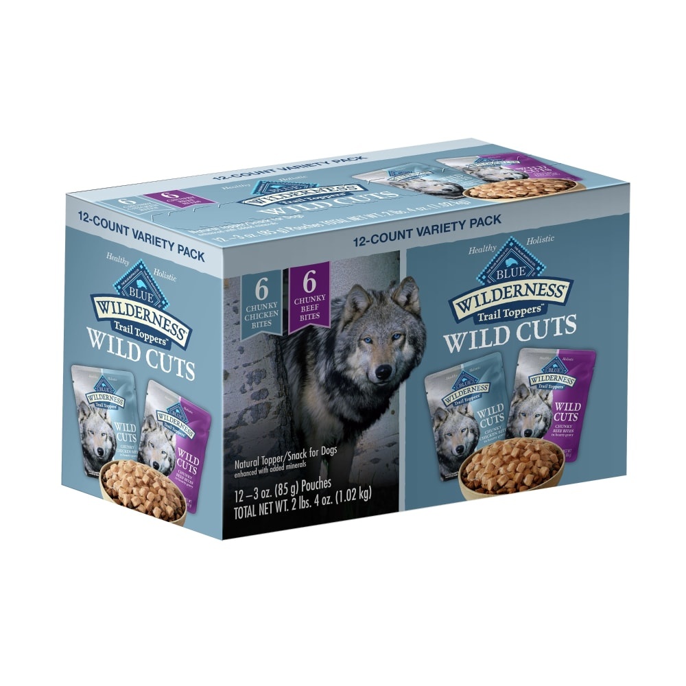 slide 1 of 9, Blue Buffalo Wilderness Trail Toppers Wild Cuts Variety Pack, 12 ct; 3 oz