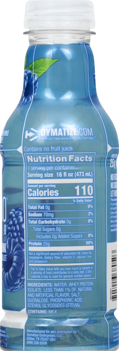 slide 12 of 13, Dymatize ISO100 Clear Clear Blue Raspberry Protein Drink 16 oz, 16 oz