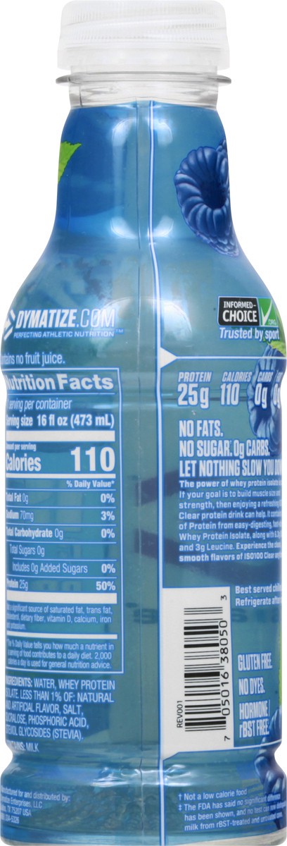 slide 4 of 13, Dymatize ISO100 Clear Clear Blue Raspberry Protein Drink 16 oz, 16 oz