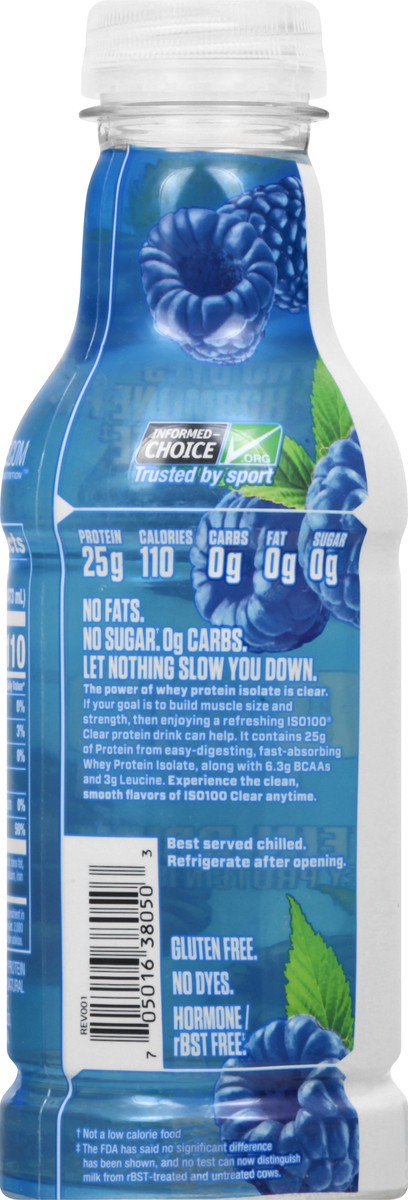 slide 5 of 13, Dymatize ISO100 Clear Clear Blue Raspberry Protein Drink 16 oz, 16 oz