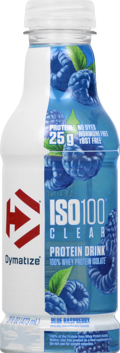 slide 7 of 13, Dymatize ISO100 Clear Clear Blue Raspberry Protein Drink 16 oz, 16 oz