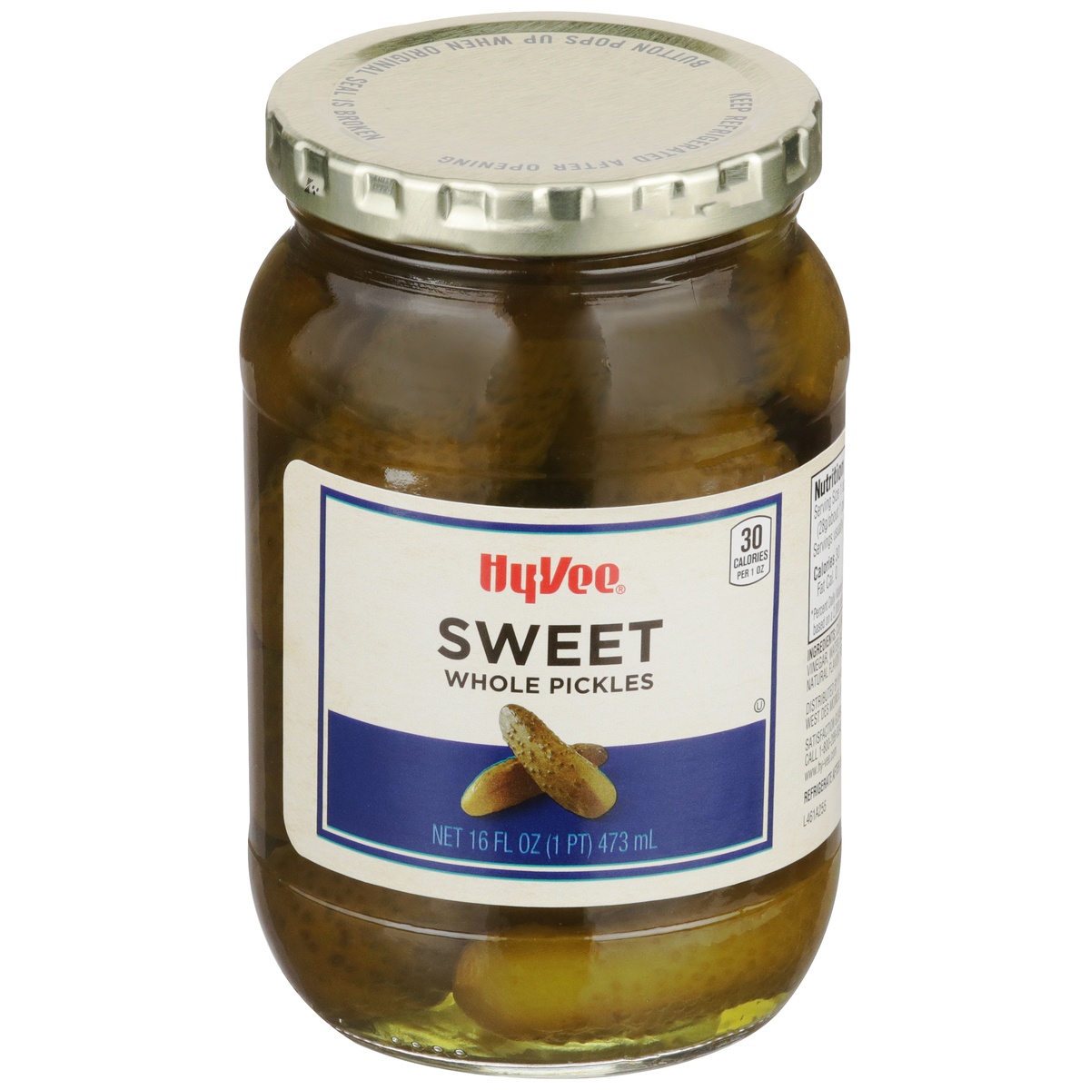 slide 1 of 1, Hy-vee Sweet Whole Pickles, 16 fl oz
