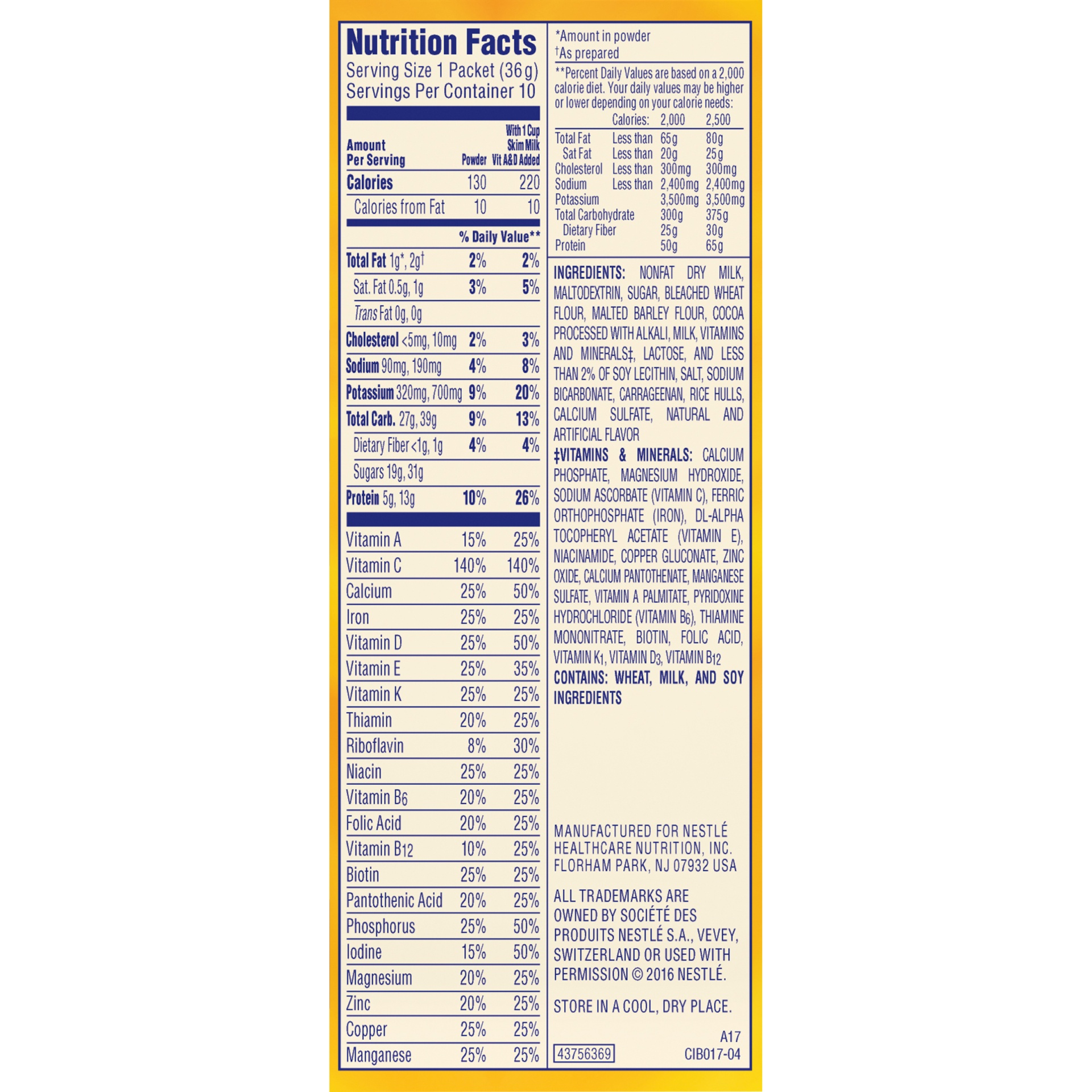 Carnation Breakfast Essentials Complete Nutritional Drink Classic