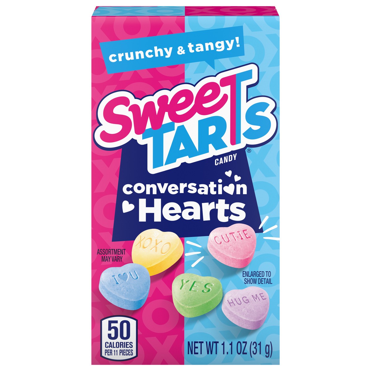 slide 1 of 1, SweeTARTS 07909 157381 Crunch & Tangy Conversation Hearts 1.1 oz, 1.1 oz