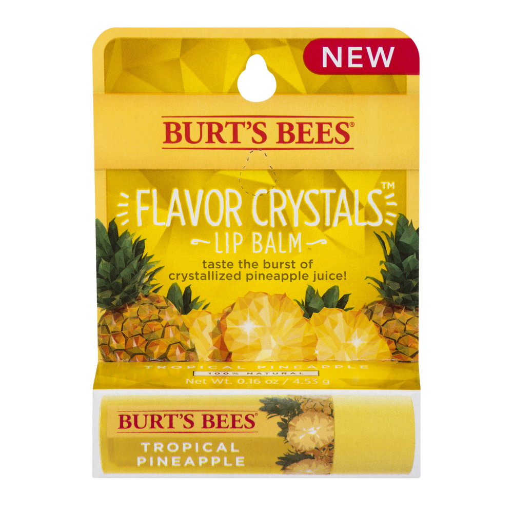 slide 1 of 1, Burt's Bees Flavor Crystals Lip Balm - Tropical Pineapple, 15 oz