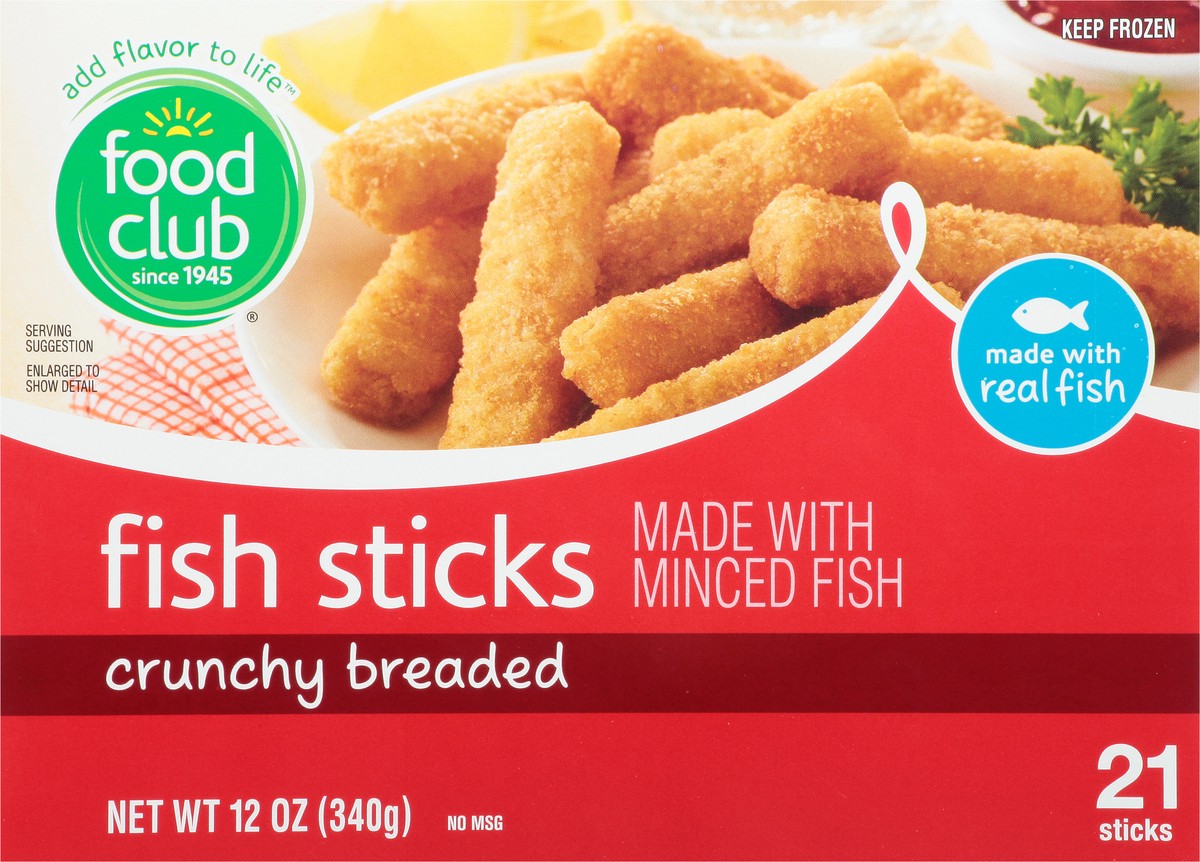 slide 8 of 9, Food Club Crunchy Breaded Fish Sticks 21 ea, 21 ct