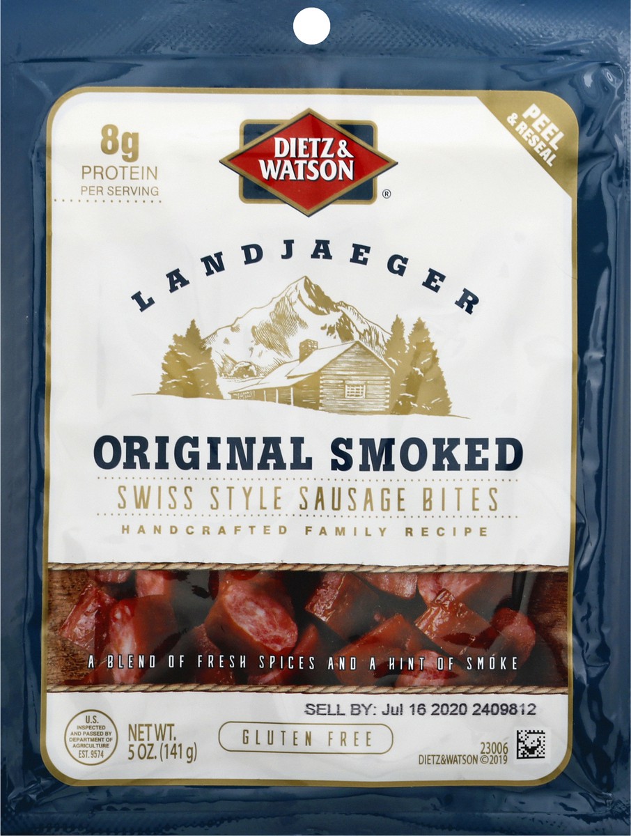 slide 6 of 9, Dietz & Watson Original Smoked Swiss Sausage Landjaeger Bites, 5 oz