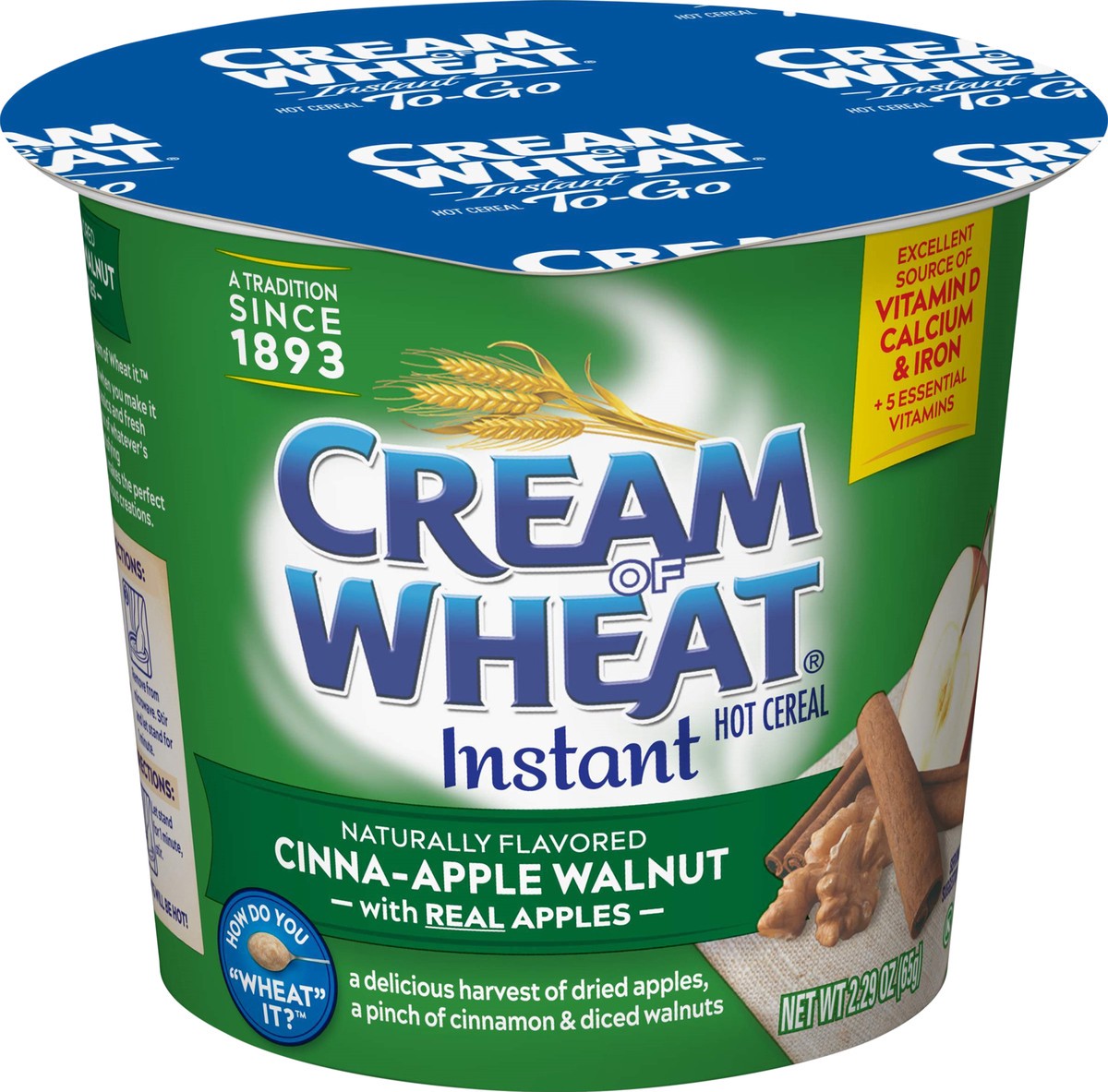 slide 6 of 7, Cream Of Wheat Instant To-Go Cinna-Apple Walnut Hot Cereal 2.29 oz, 2.29 oz