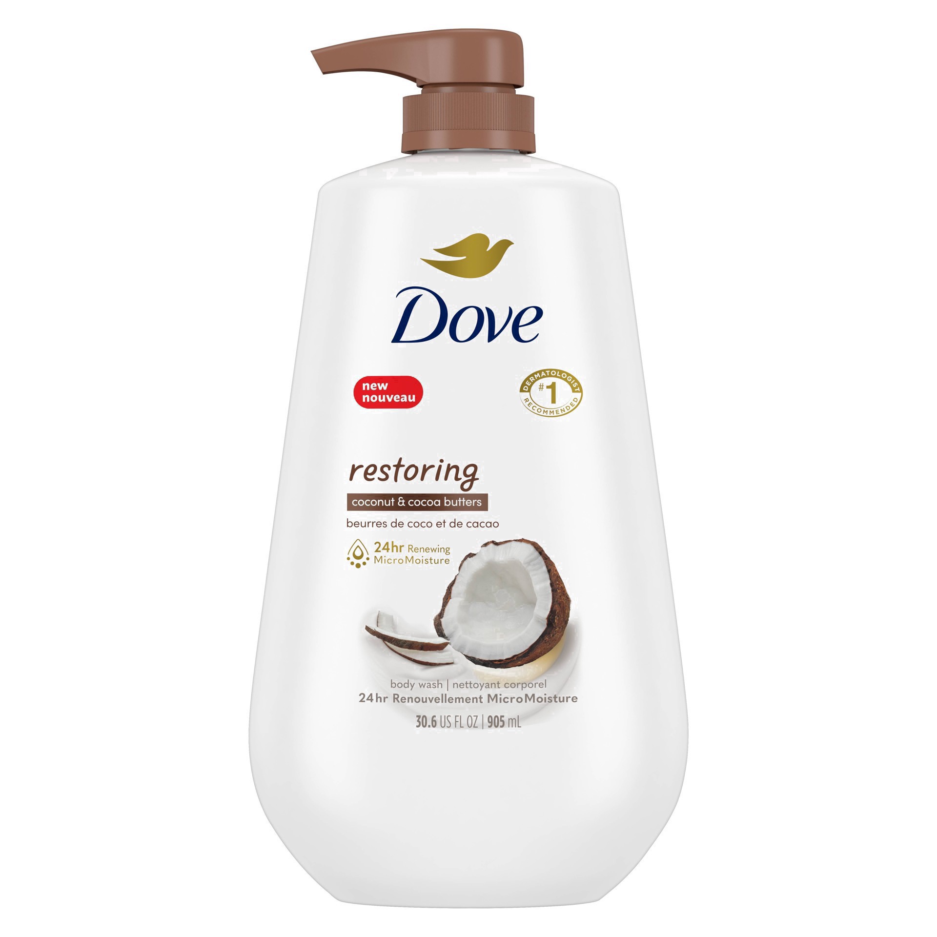 slide 34 of 73, Dove Restoring Body Wash Coconut Butter And Cocoa Butter, 34 oz, 34 oz