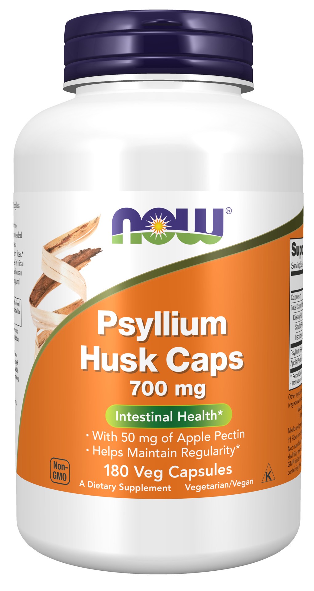 slide 1 of 5, NOW Psyllium Husk 700 mg - 180 Veg Capsules, 180 ct