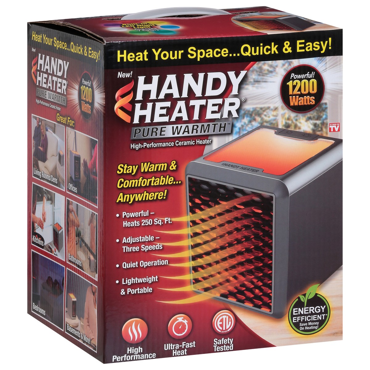 slide 5 of 9, As Seen on TV Handy Heater Pure Warmth High Performance Ceramic Heater 1 ea, 1 ct