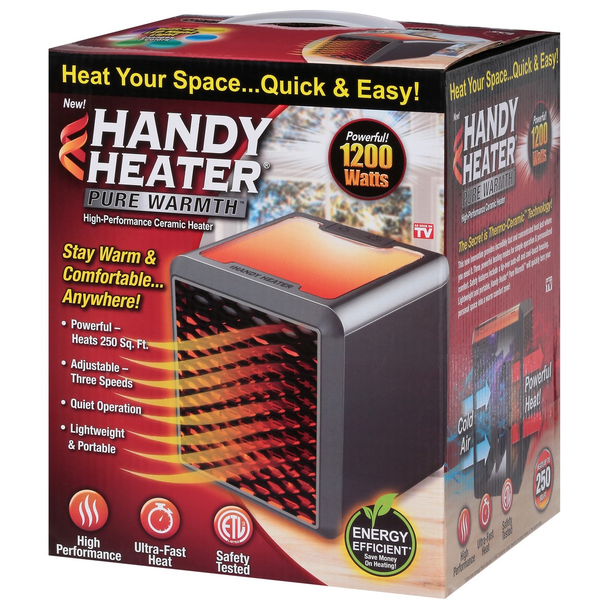 slide 3 of 9, As Seen on TV Handy Heater Pure Warmth High Performance Ceramic Heater 1 ea, 1 ct