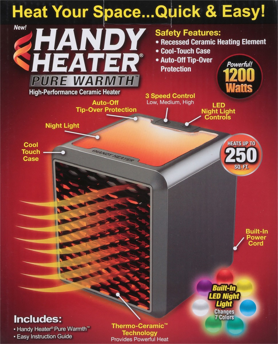 slide 6 of 9, As Seen on TV Handy Heater Pure Warmth High Performance Ceramic Heater 1 ea, 1 ct