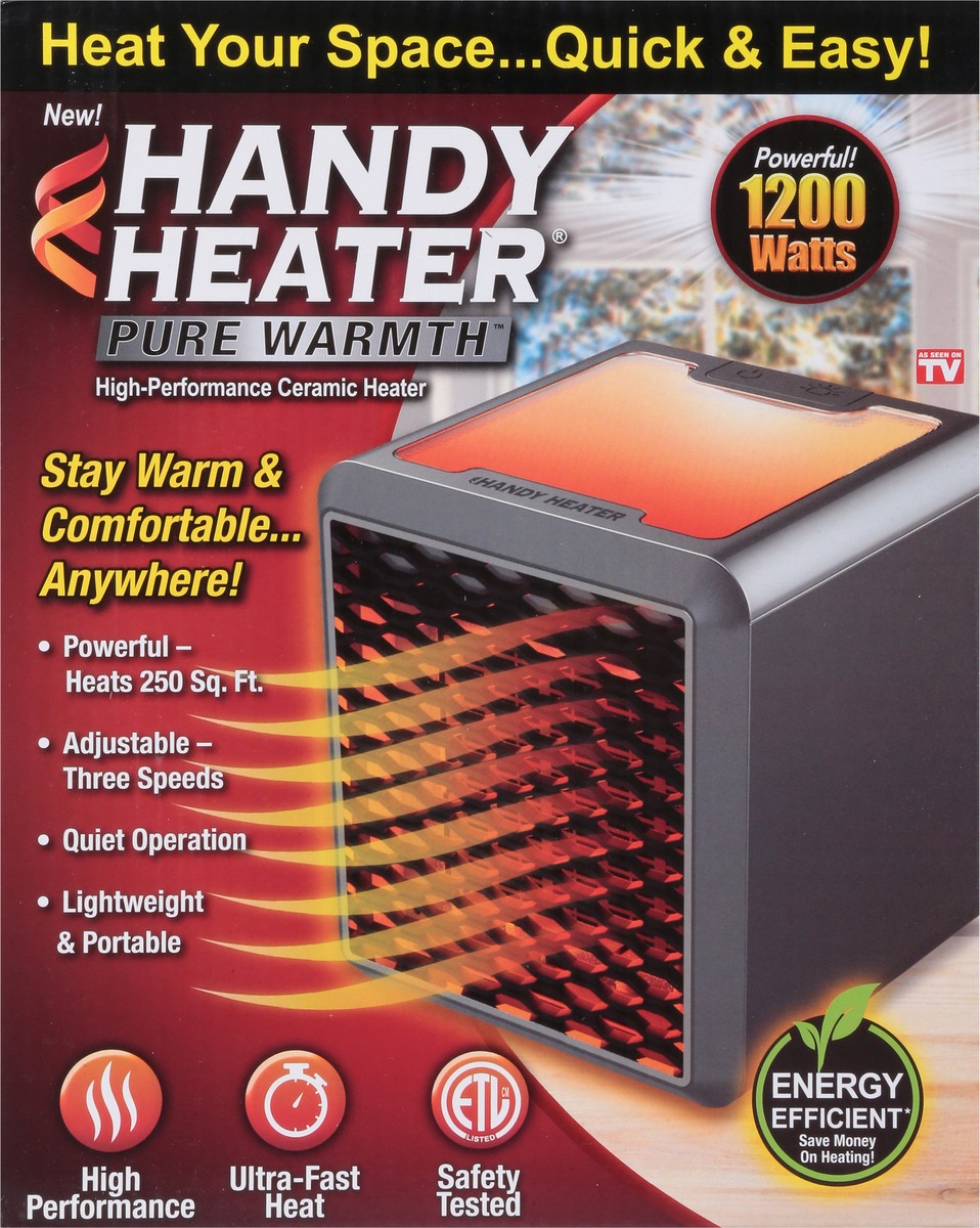 slide 9 of 9, As Seen on TV Handy Heater Pure Warmth High Performance Ceramic Heater 1 ea, 1 ct