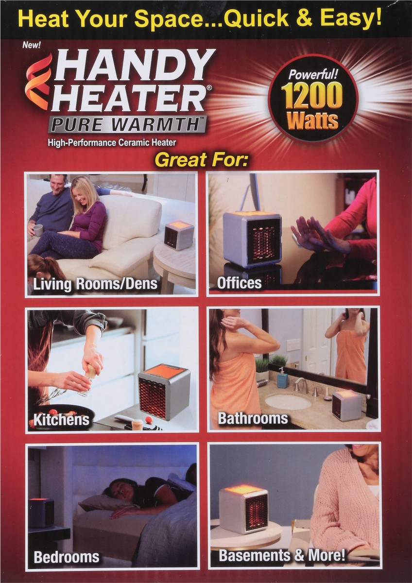 slide 4 of 9, As Seen on TV Handy Heater Pure Warmth High Performance Ceramic Heater 1 ea, 1 ct