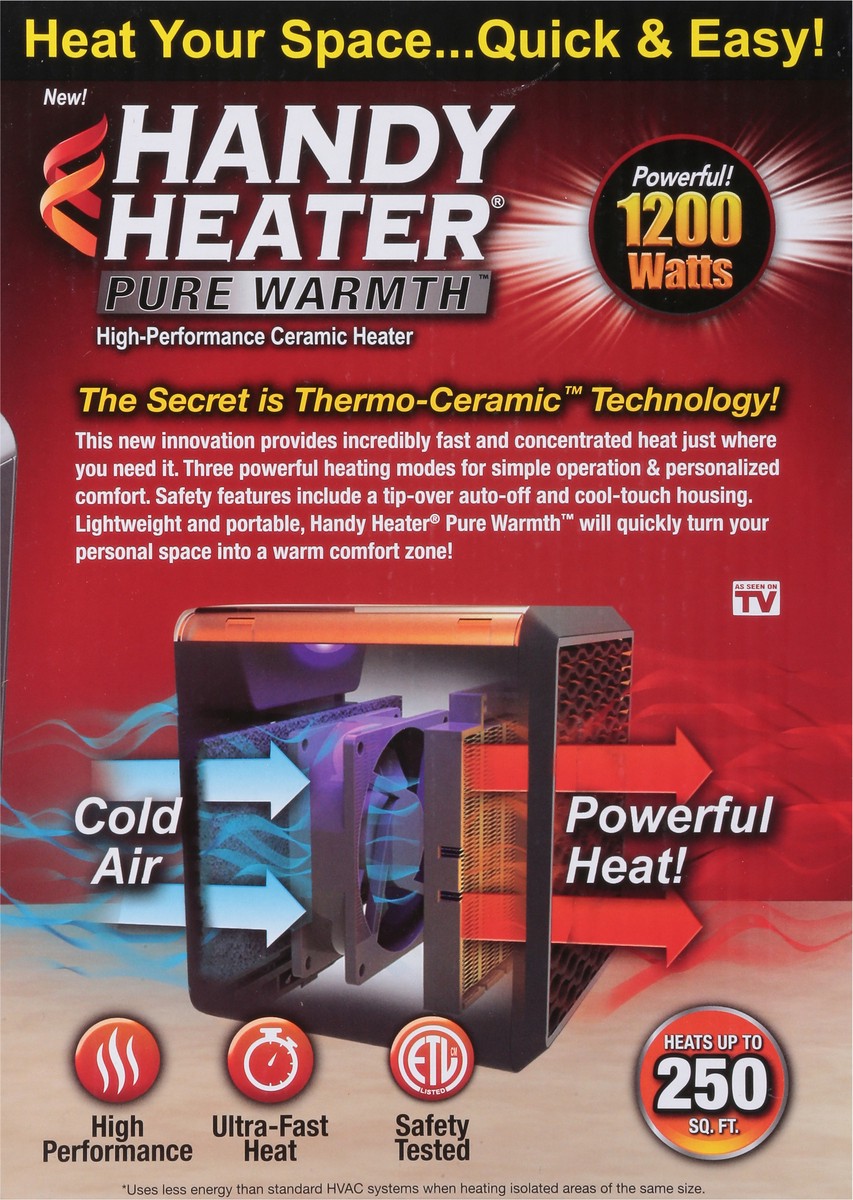 slide 2 of 9, As Seen on TV Handy Heater Pure Warmth High Performance Ceramic Heater 1 ea, 1 ct