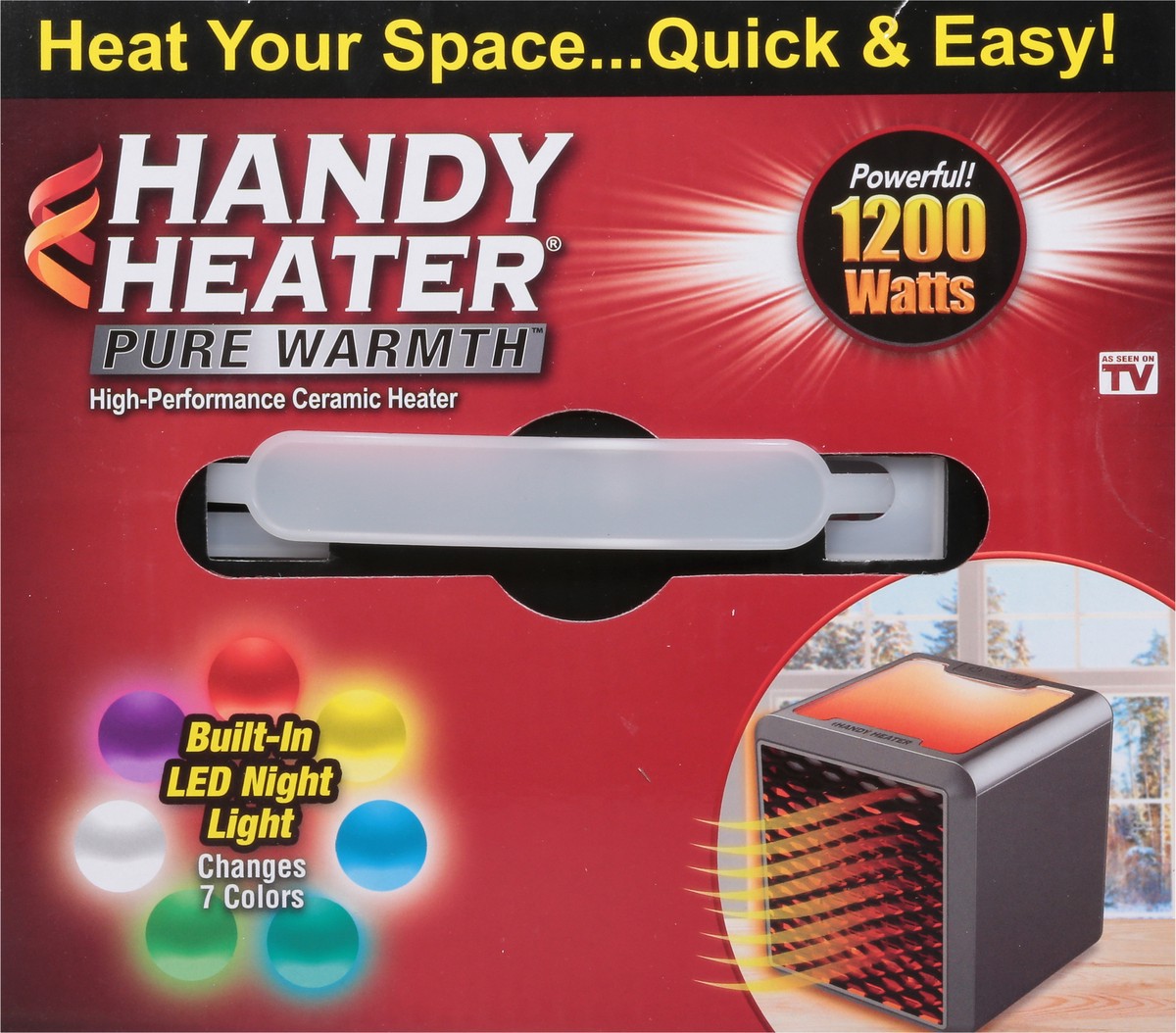 slide 7 of 9, As Seen on TV Handy Heater Pure Warmth High Performance Ceramic Heater 1 ea, 1 ct