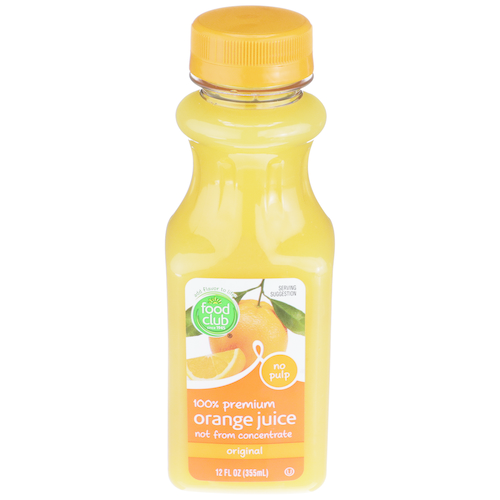 slide 1 of 1, Food Club Original 100% Premium Orange Juice, 12 oz