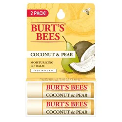 Burt's Bees 100% Natural Moisturizing Lip Balm, Coconut & Pear, 2 Tubes in Blister Box