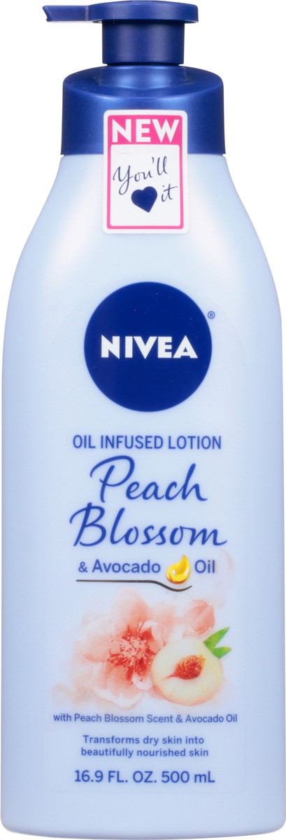 slide 1 of 9, Nivea Peach Blossom & Avocado Oil Infused Lotion 16.9 fl oz, 16.9 fl oz