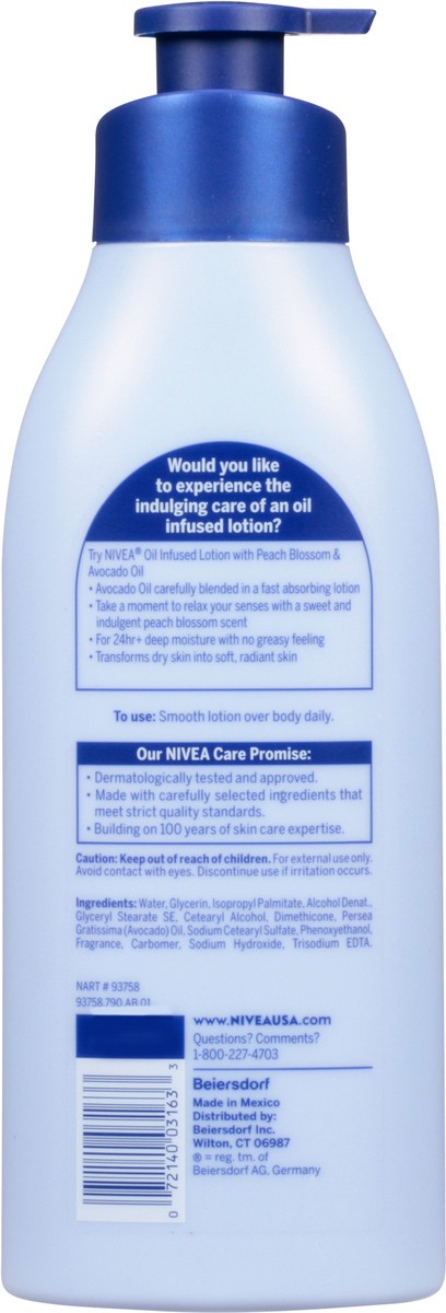 slide 6 of 9, Nivea Peach Blossom & Avocado Oil Infused Lotion 16.9 fl oz, 16.9 fl oz