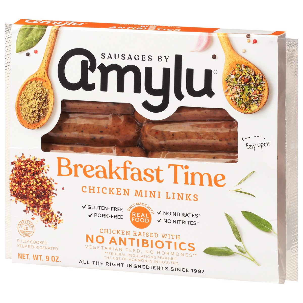 slide 3 of 9, Amylu Foods Breakfast Time Chicken Mini Links 9 oz, 9 oz