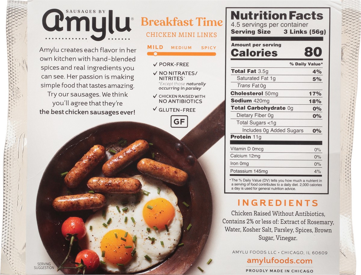 slide 9 of 9, Amylu Foods Breakfast Time Chicken Mini Links 9 oz, 9 oz