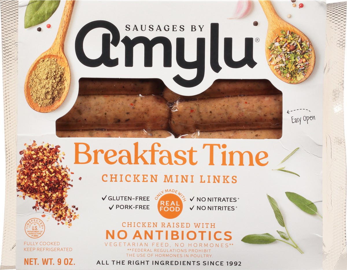 slide 4 of 9, Amylu Foods Breakfast Time Chicken Mini Links 9 oz, 9 oz