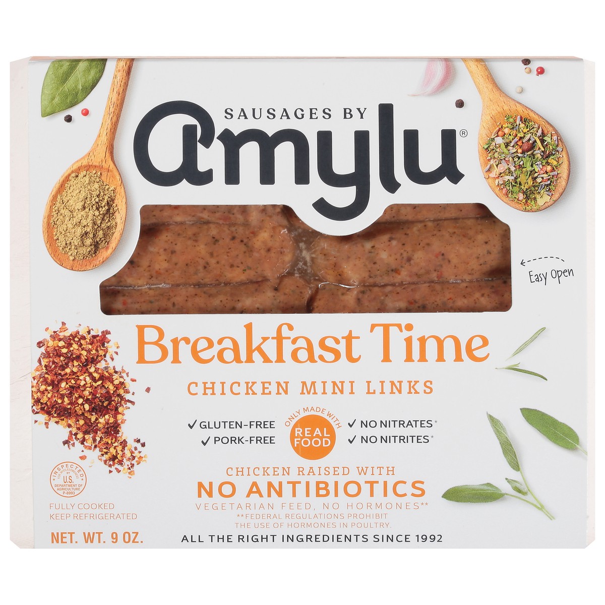 slide 1 of 9, Amylu Foods Breakfast Time Chicken Mini Links 9 oz, 9 oz