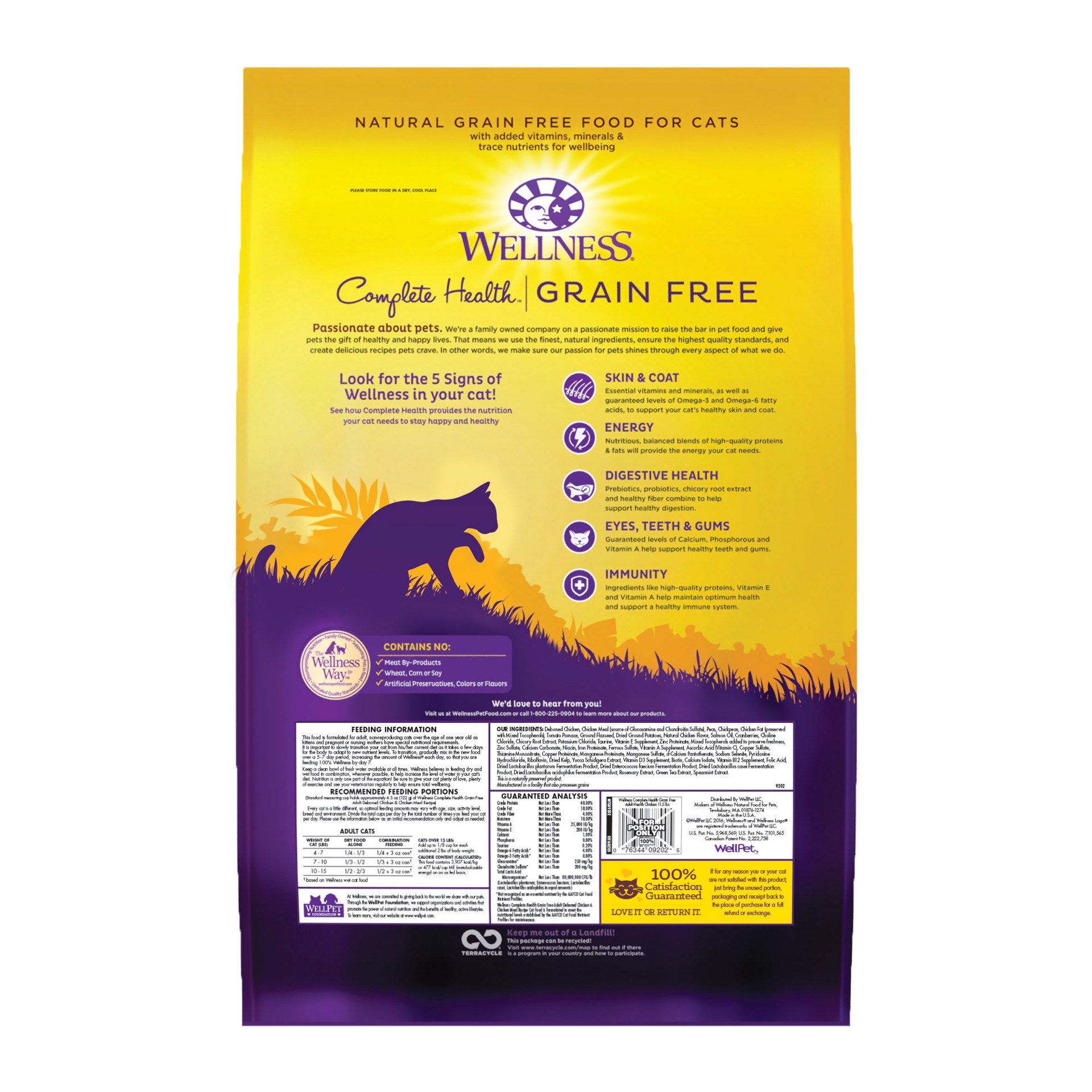 slide 5 of 5, Wellness Complete Health Natural Grain Free Deboned Chicken & Chicken Meal Dry Cat Food, 1 ct