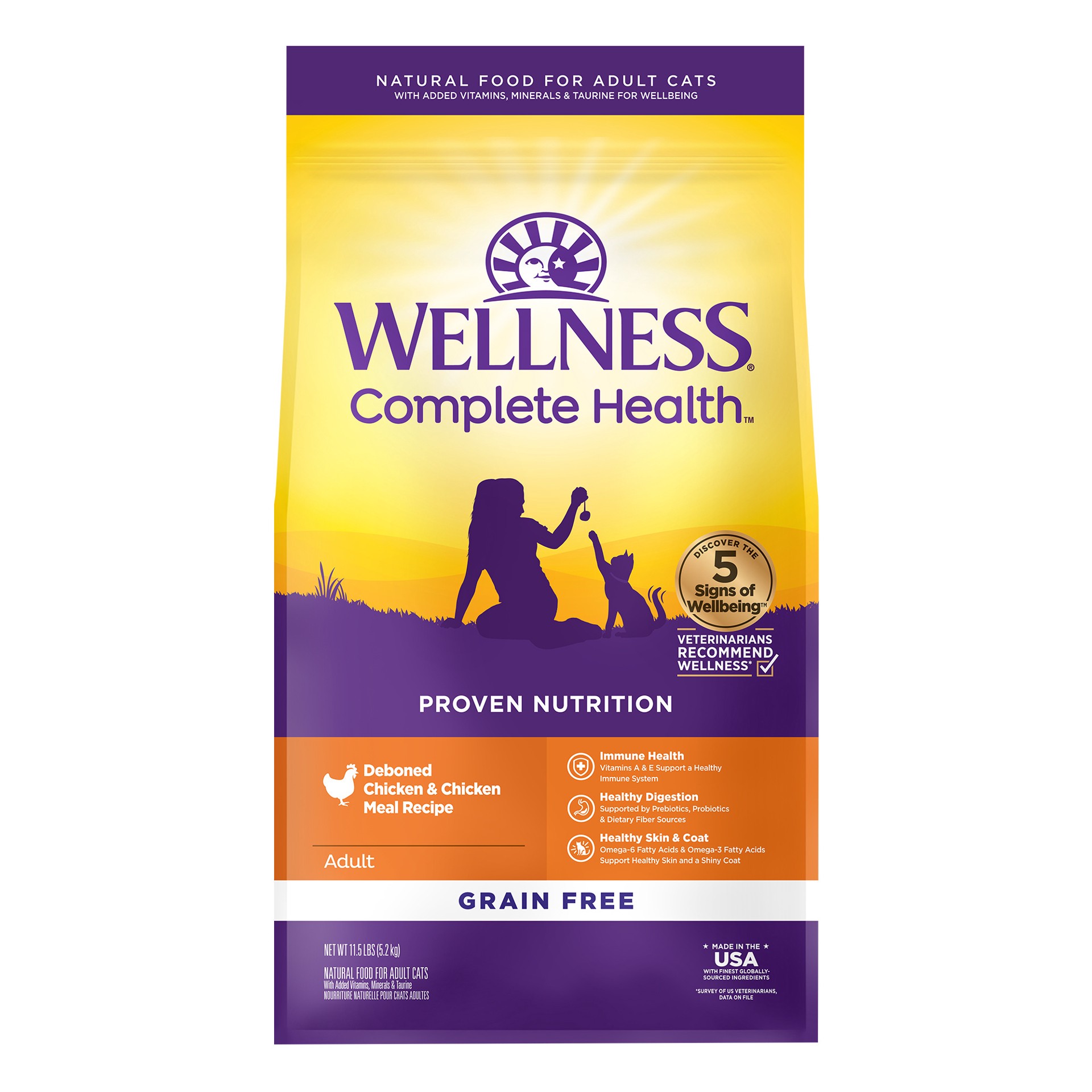 slide 1 of 5, Wellness Complete Health Natural Grain Free Deboned Chicken & Chicken Meal Dry Cat Food, 1 ct