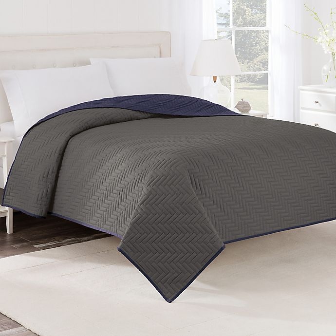 slide 1 of 1, Martex Two-Tone King Coverlet - Graphite/Navy, 1 ct