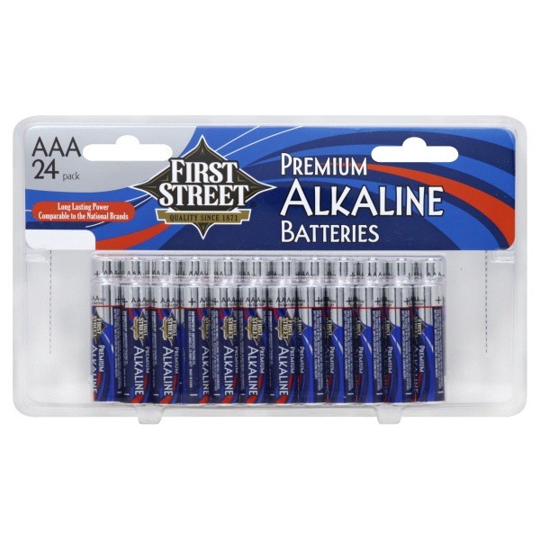 slide 1 of 1, First Street Aaa Batteries, 24 ct