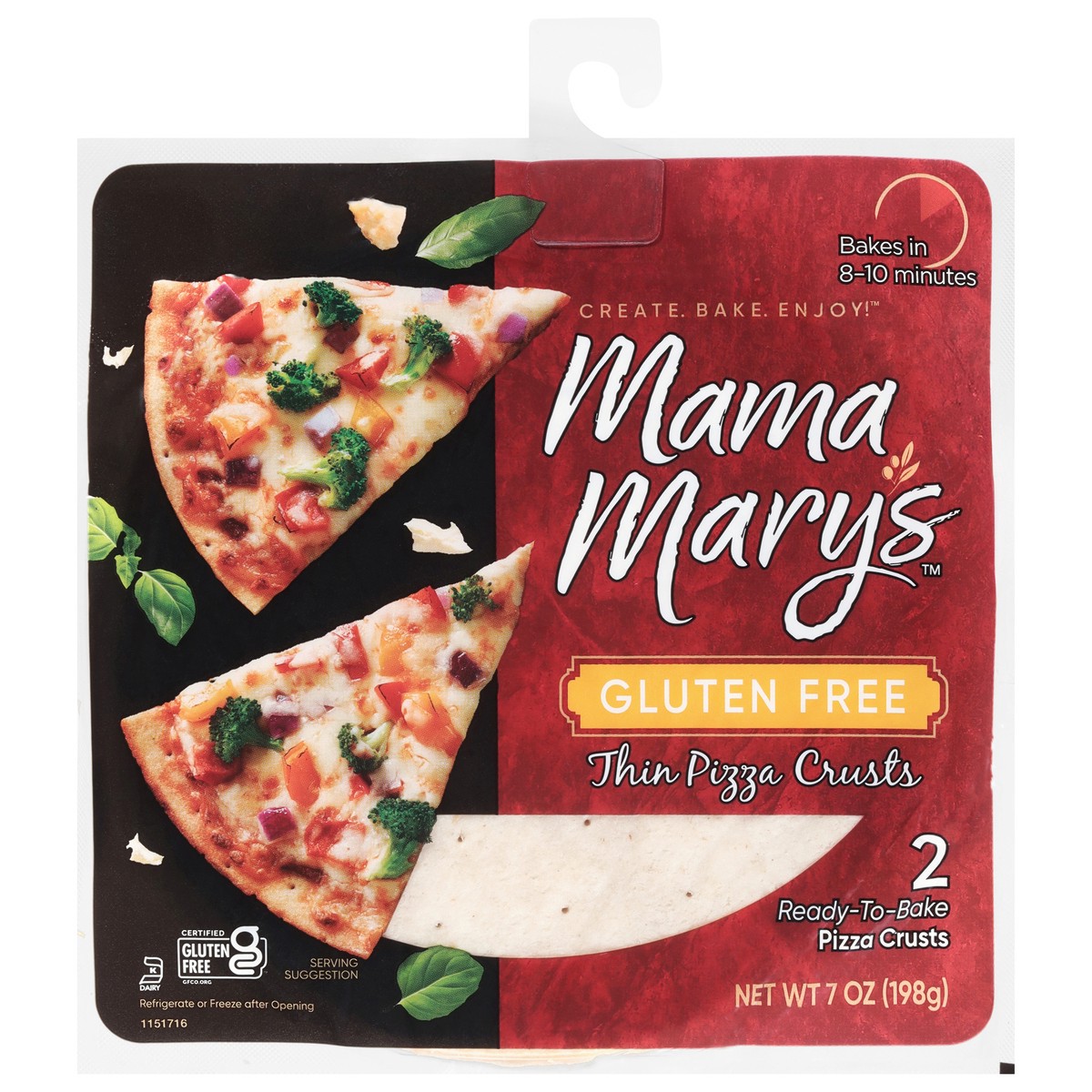 slide 1 of 12, Mama Mary's Gluten Free Thin Pizza Crusts, 2 Count, 7 oz, 2 ct