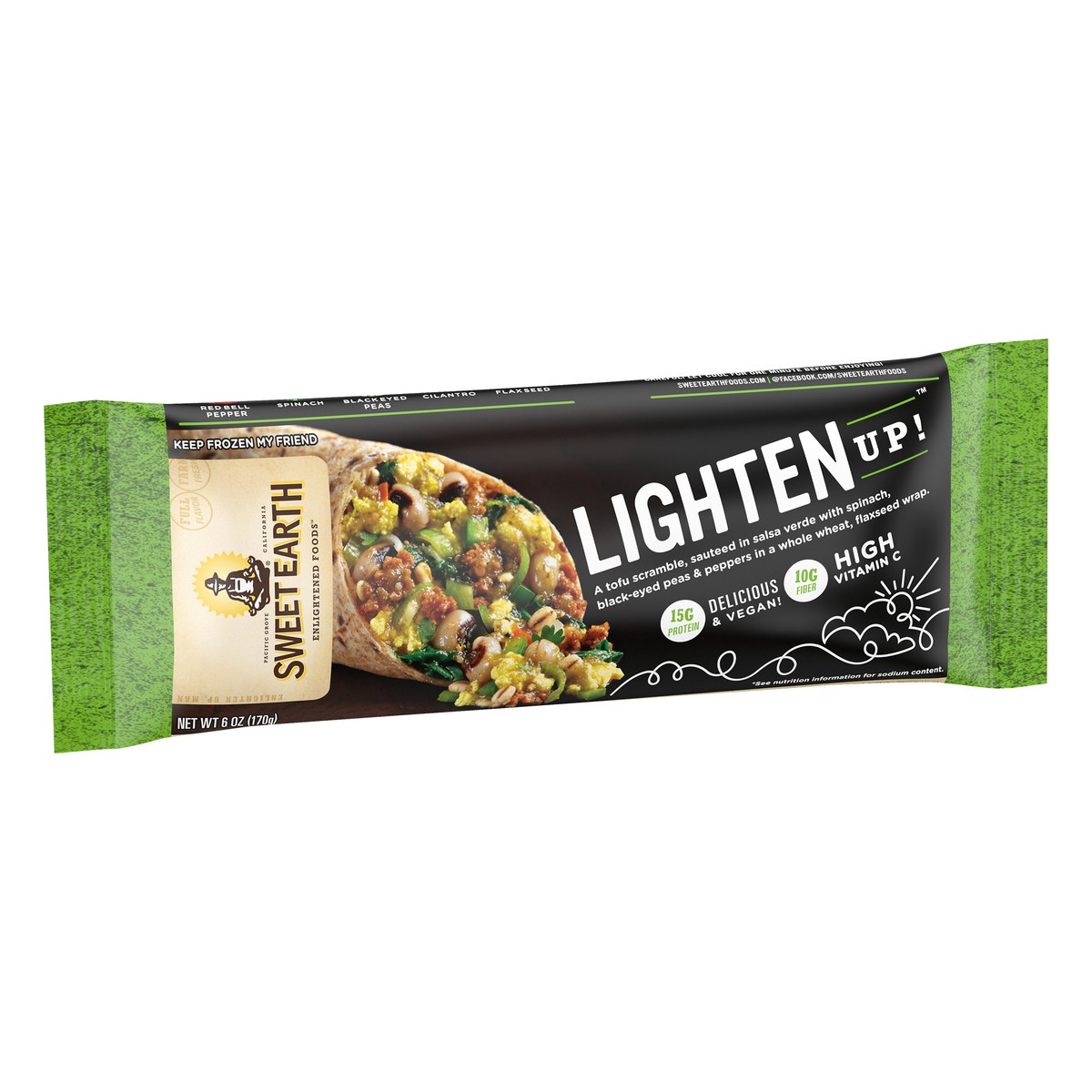 slide 2 of 10, Sweet Earth Lighten Up! Plant-Based Functional Breakfast Burrito, 6 oz