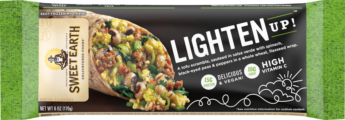 slide 9 of 10, Sweet Earth Lighten Up! Plant-Based Functional Breakfast Burrito, 6 oz