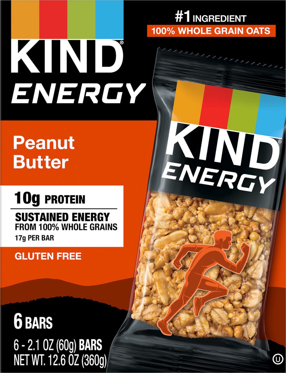 slide 2 of 2, KIND Energy Bars, Peanut Butter, 2.1 oz, 6 Count, 0.8 lb