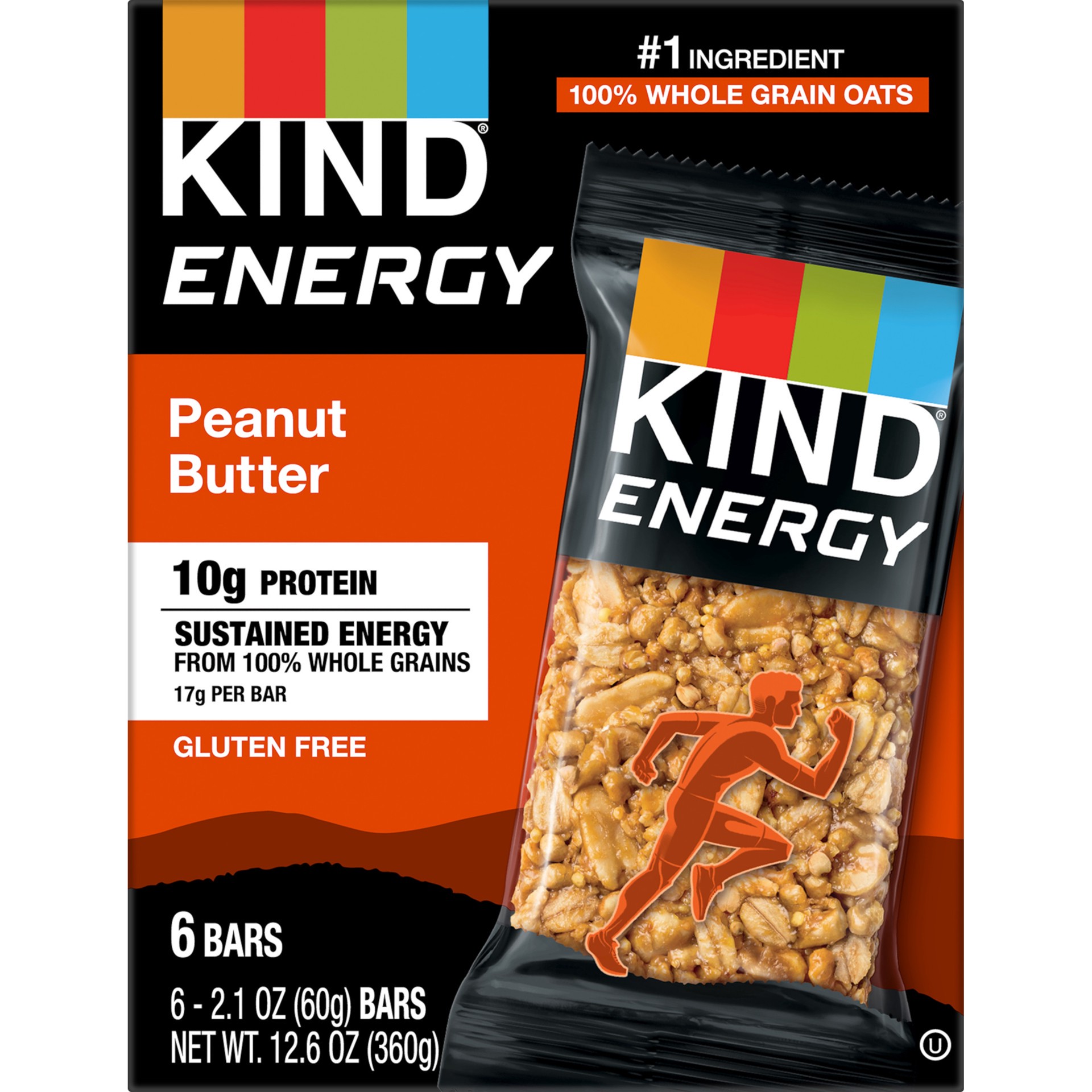 slide 1 of 2, KIND Energy Bars, Peanut Butter, 2.1 oz, 6 Count, 0.8 lb