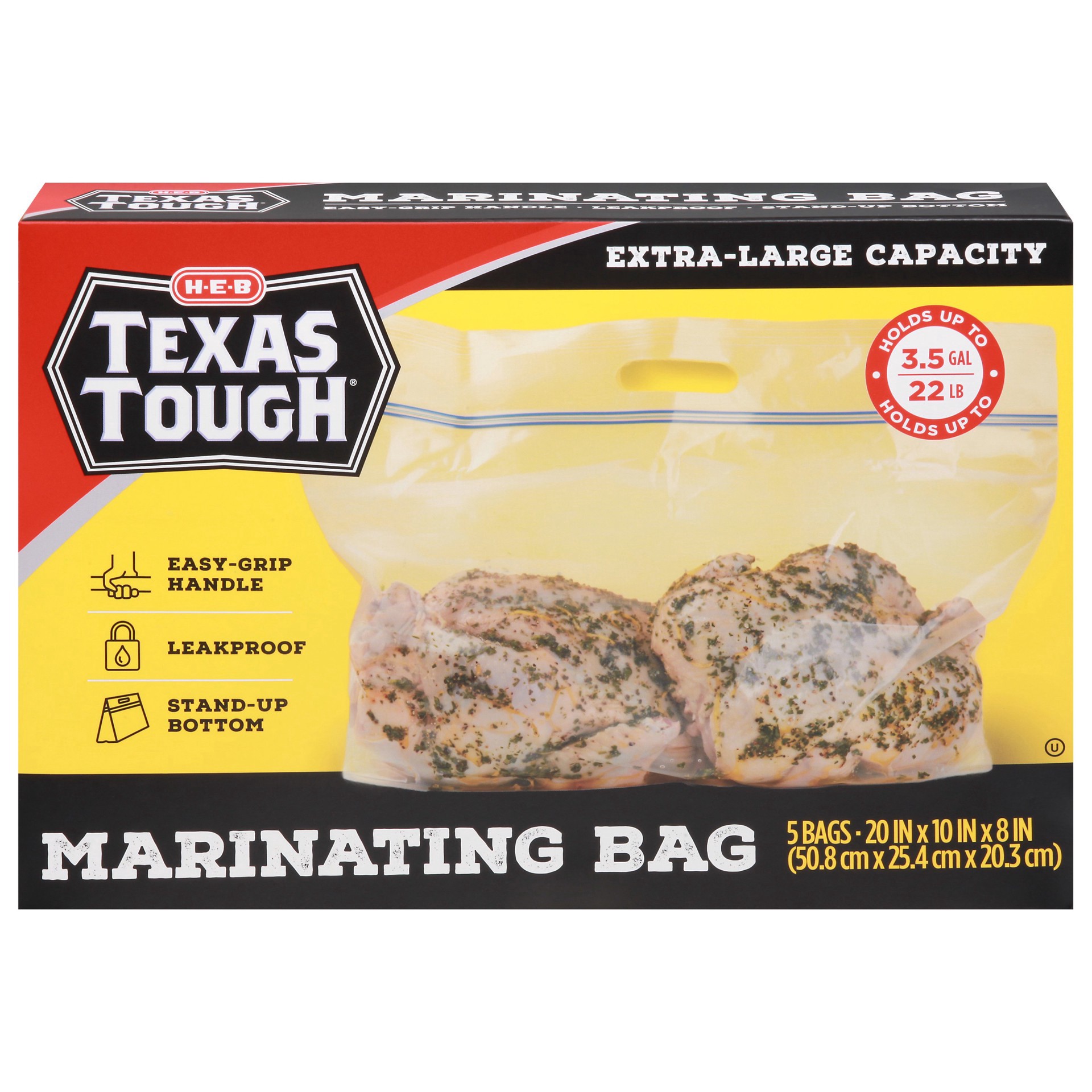 slide 1 of 1, H-E-B Texas Tough Extra-Large Marinating Bag, 5 ct