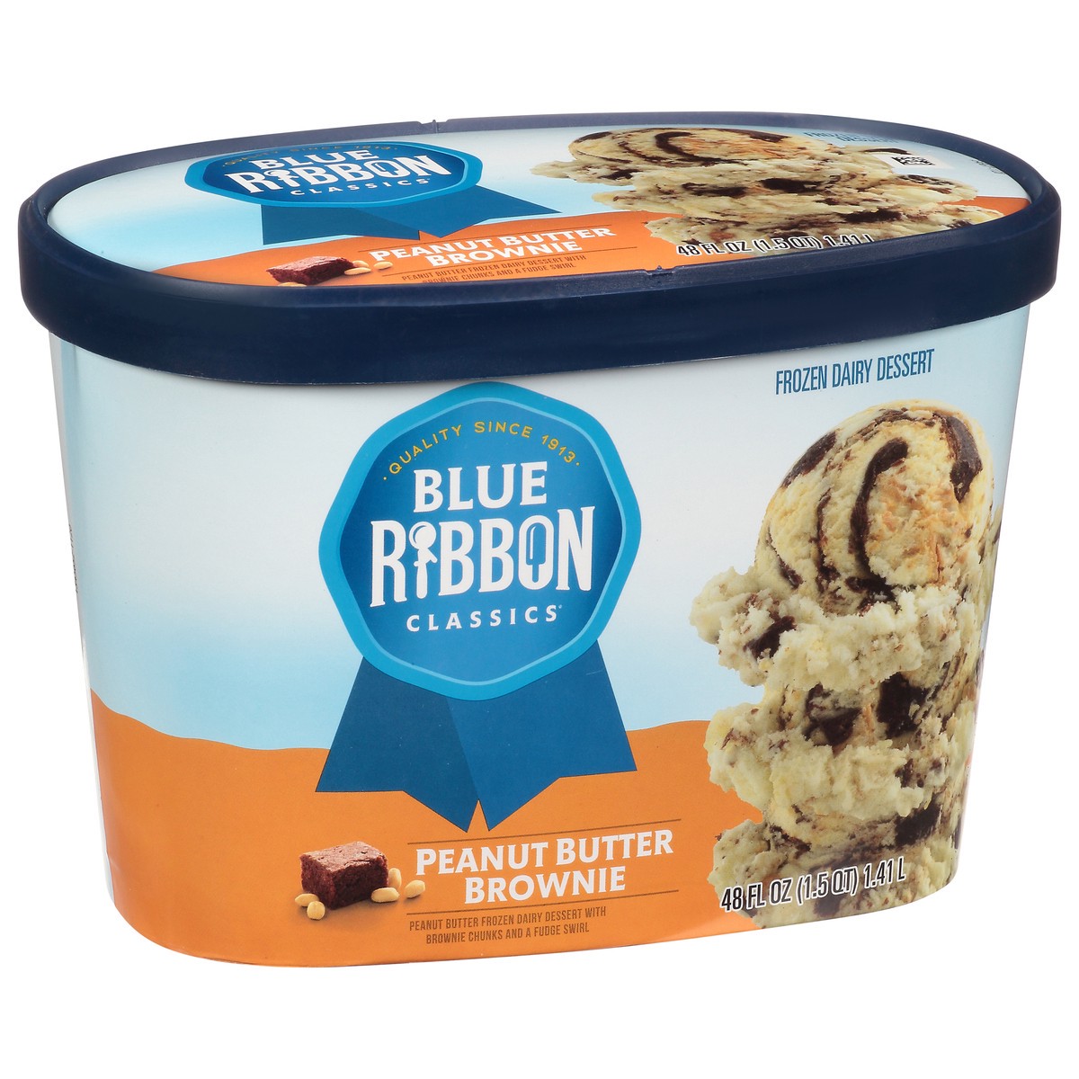 slide 2 of 11, Blue Ribbon Classics Peanut Butter Brownie Reduced Fat Ice Cream, 48 fl oz