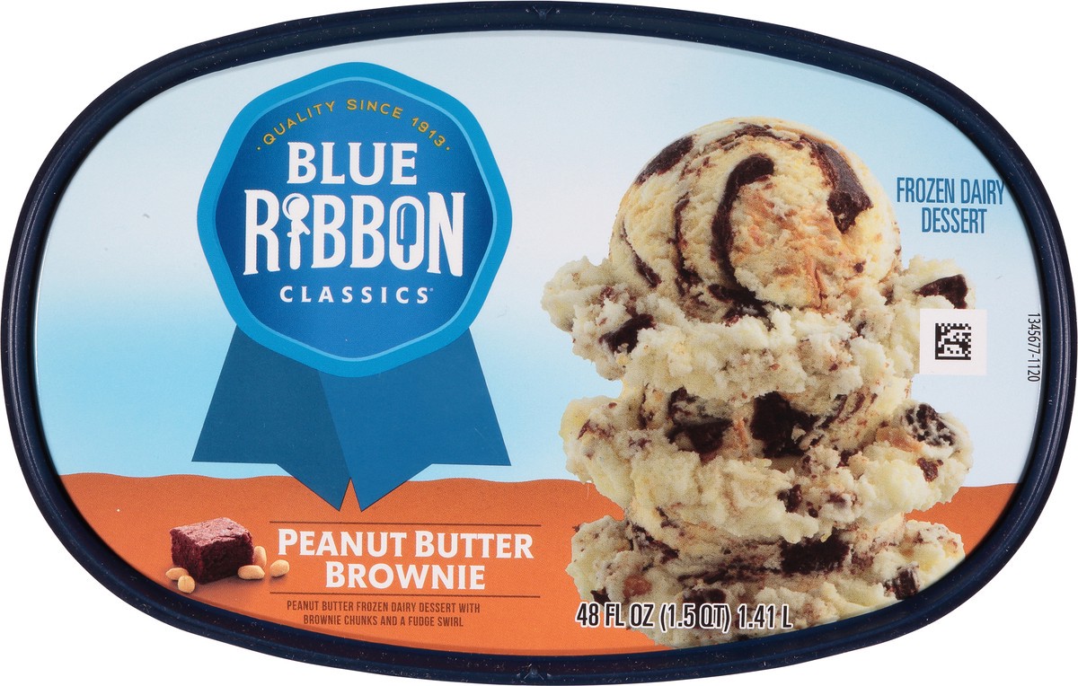 slide 6 of 11, Blue Ribbon Classics Peanut Butter Brownie Reduced Fat Ice Cream, 48 fl oz