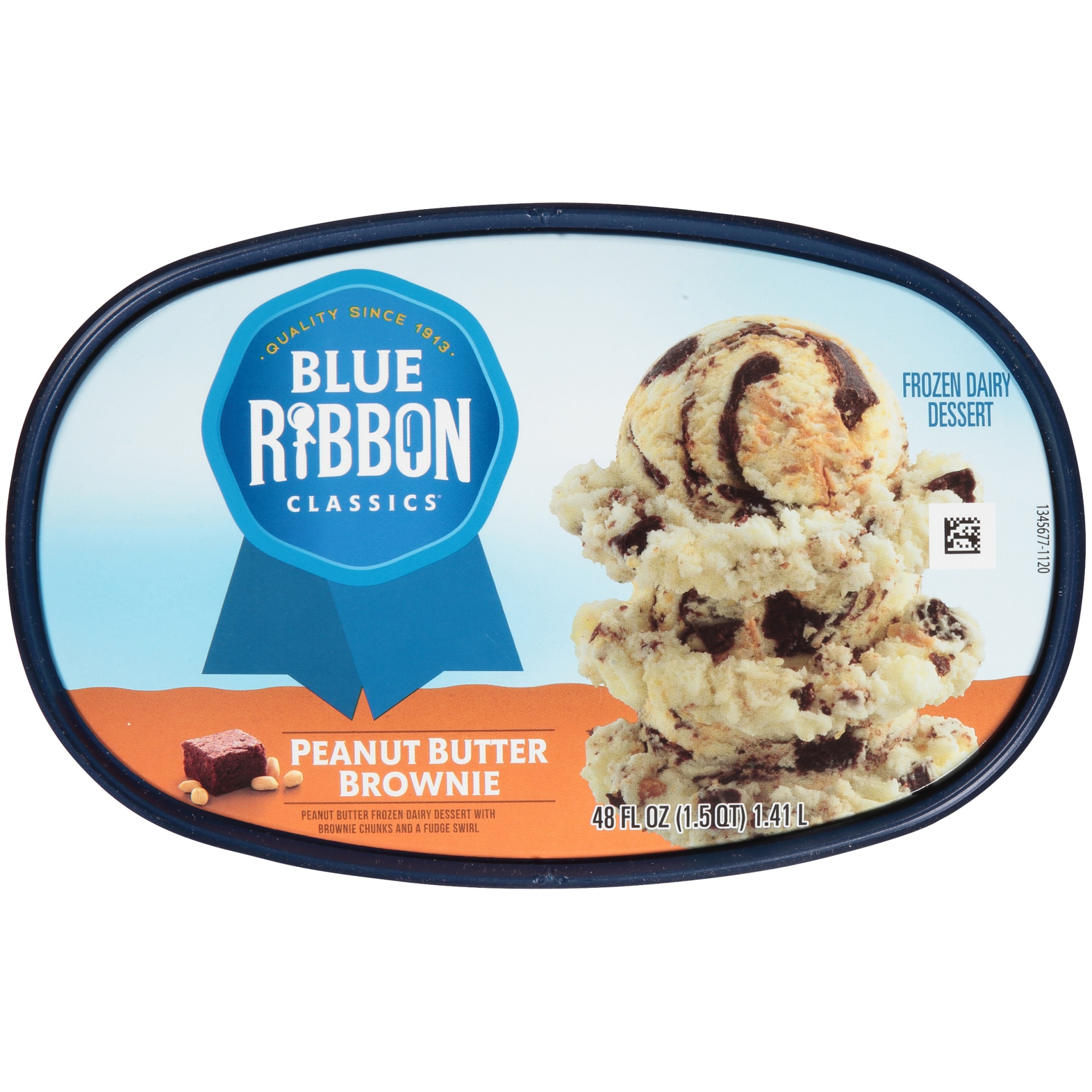 slide 7 of 7, Blue Ribbon Classics Peanut Butter Brownie Reduced Fat Ice Cream, 48 fl oz