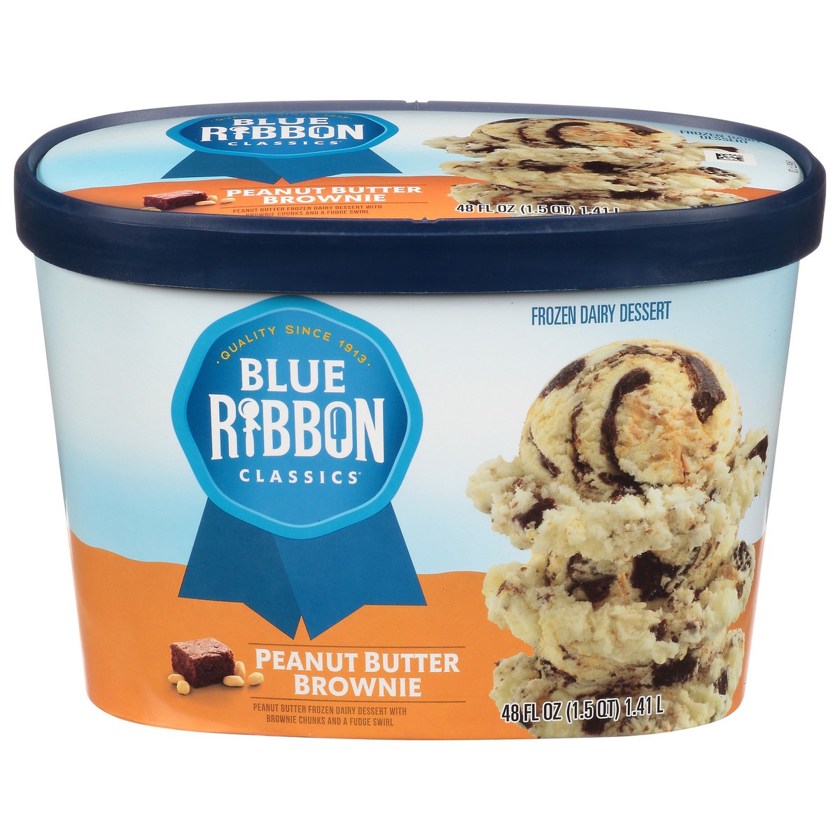 slide 11 of 11, Blue Ribbon Classics Peanut Butter Brownie Reduced Fat Ice Cream, 48 fl oz