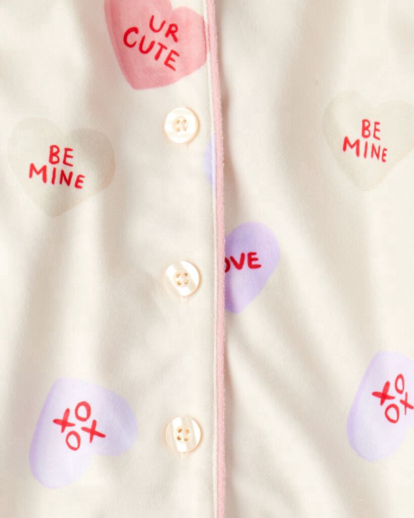 slide 2 of 2, Carter's Toddler Girl Candy Hearts Fleece Loose Fit 2-Piece Pajamas - Ivory Cream 4T, 2 pc