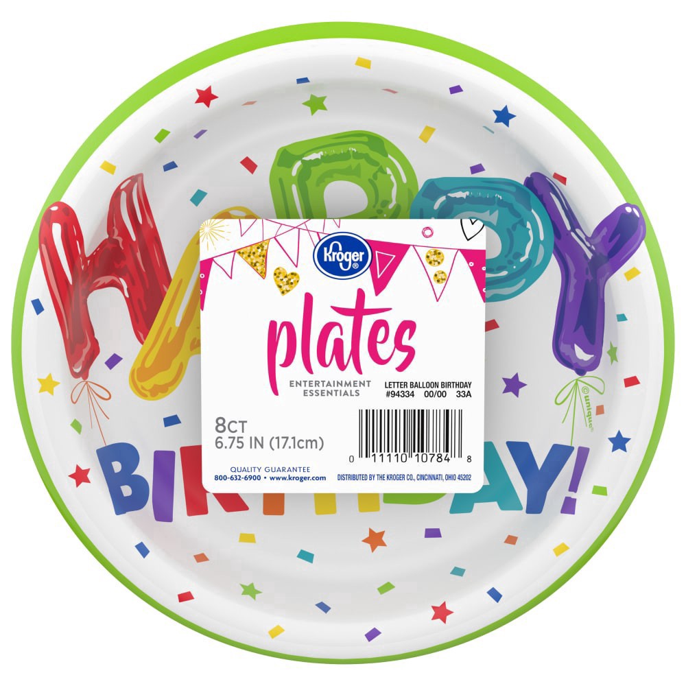 slide 2 of 2, Kroger Balloon Letter Birthday Plate, 8 ct ; 7 in