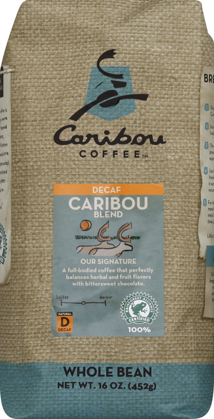 slide 1 of 1, Caribou Coffee Whole Bean Decaf Caribou Medium Roast Coffee - 16 oz, 16 oz