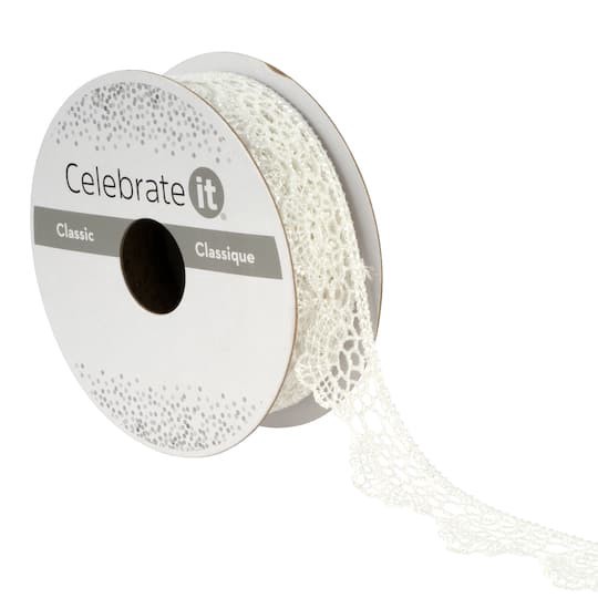 slide 1 of 4, 7/8" X 2yd. Lace Scallop Ribbon By Celebrate It, 7/8 in x 2 yd
