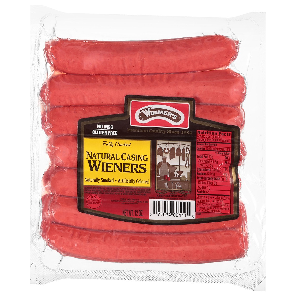 slide 3 of 13, Wimmer's Natural Casing Naturally Smoked Wieners, 7 ct; 12 oz