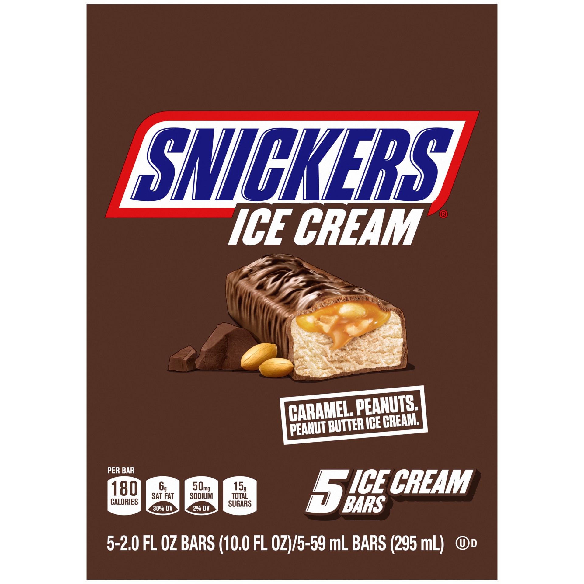 slide 1 of 4, Bertolli Snicker's Ice Cream Bars 5-Pack 2.0Oz Bars, 5 ct