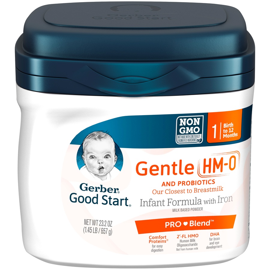 slide 1 of 2, Gerber Gentle Hm-o And Probiotics Infant Formula With Iron Milk Based Powder, 23.2 oz